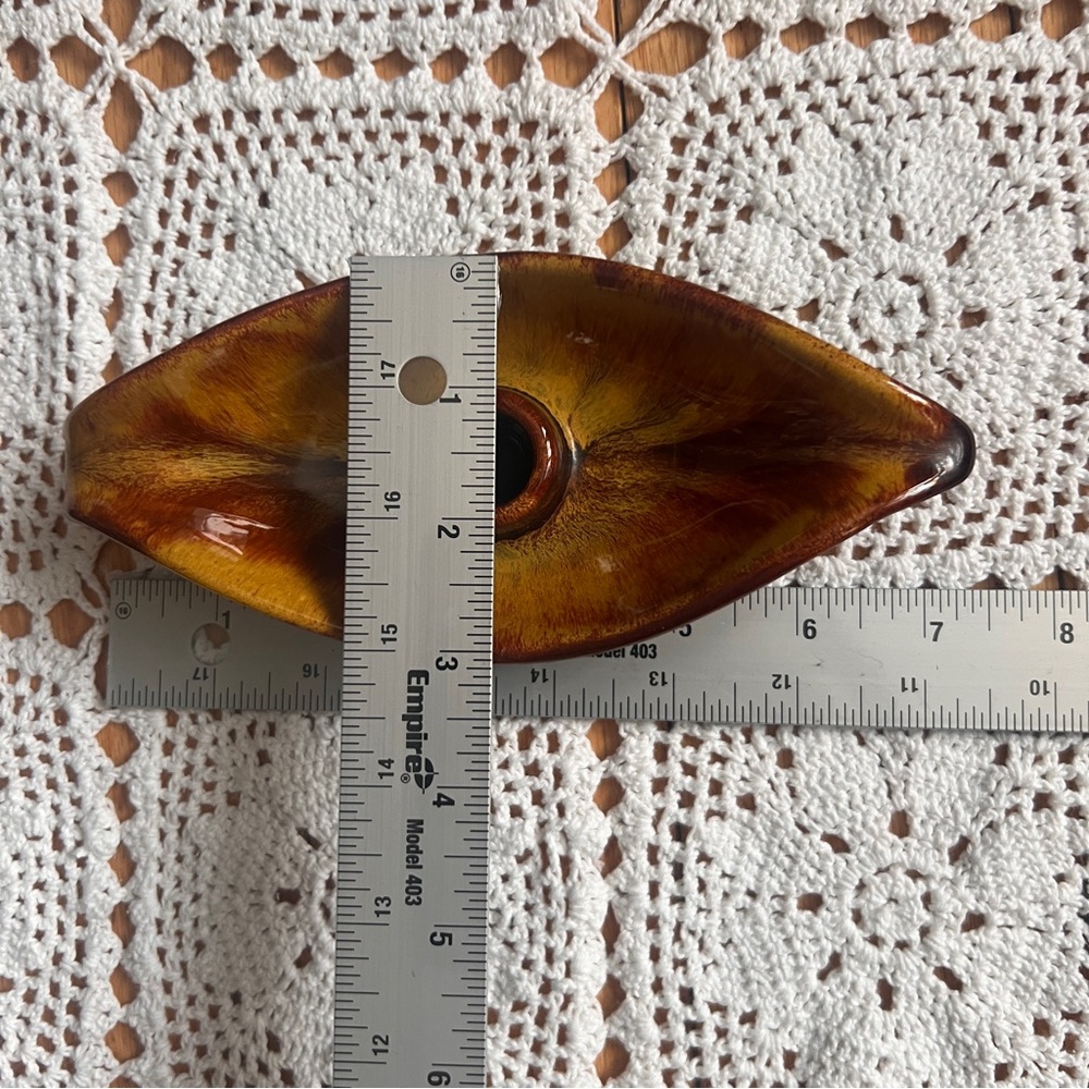 Vintage BMP Blue Mountain Pottery Leaf‎ Candle Holder Set Harvest Gold 🍁 - Picture 5 of 6